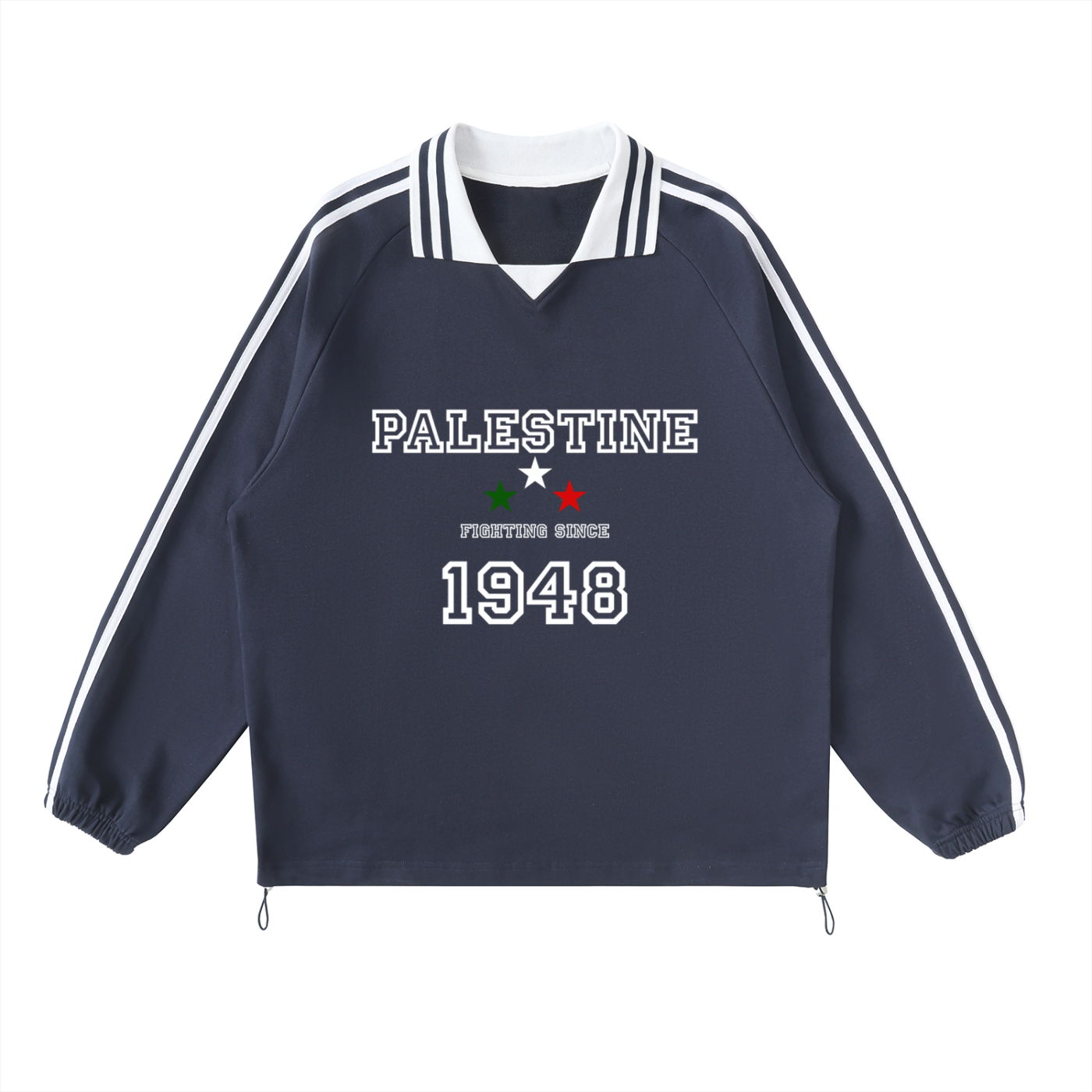 PALI SOCCER - Striped Lapel Collar Sweatshirt