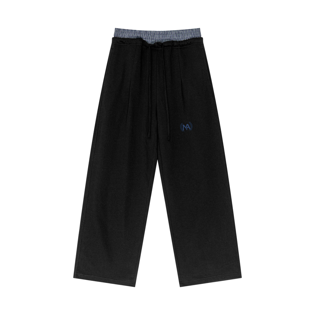 Plaid Contrast Waist Pants