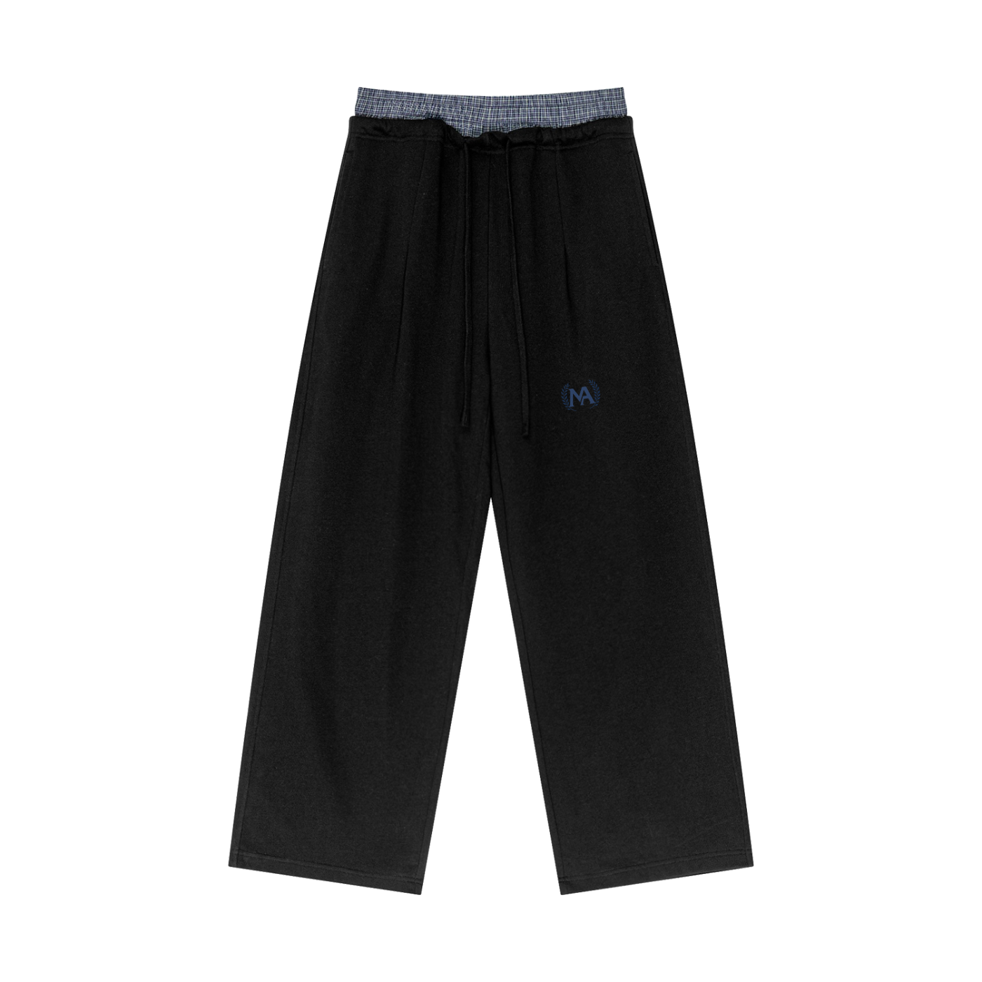 Plaid Contrast Waist Pants