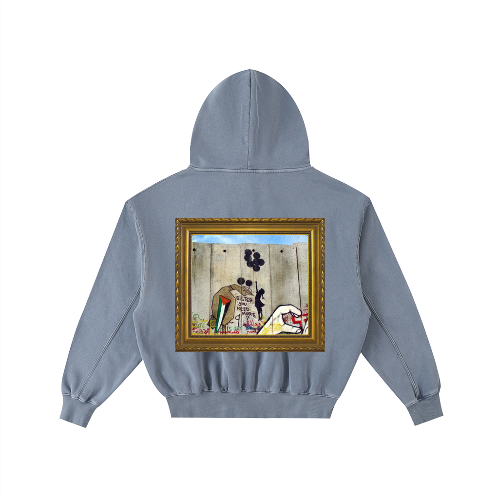 “ART OF WAR” - Frayed Enzyme Washed Fleece Hoodie