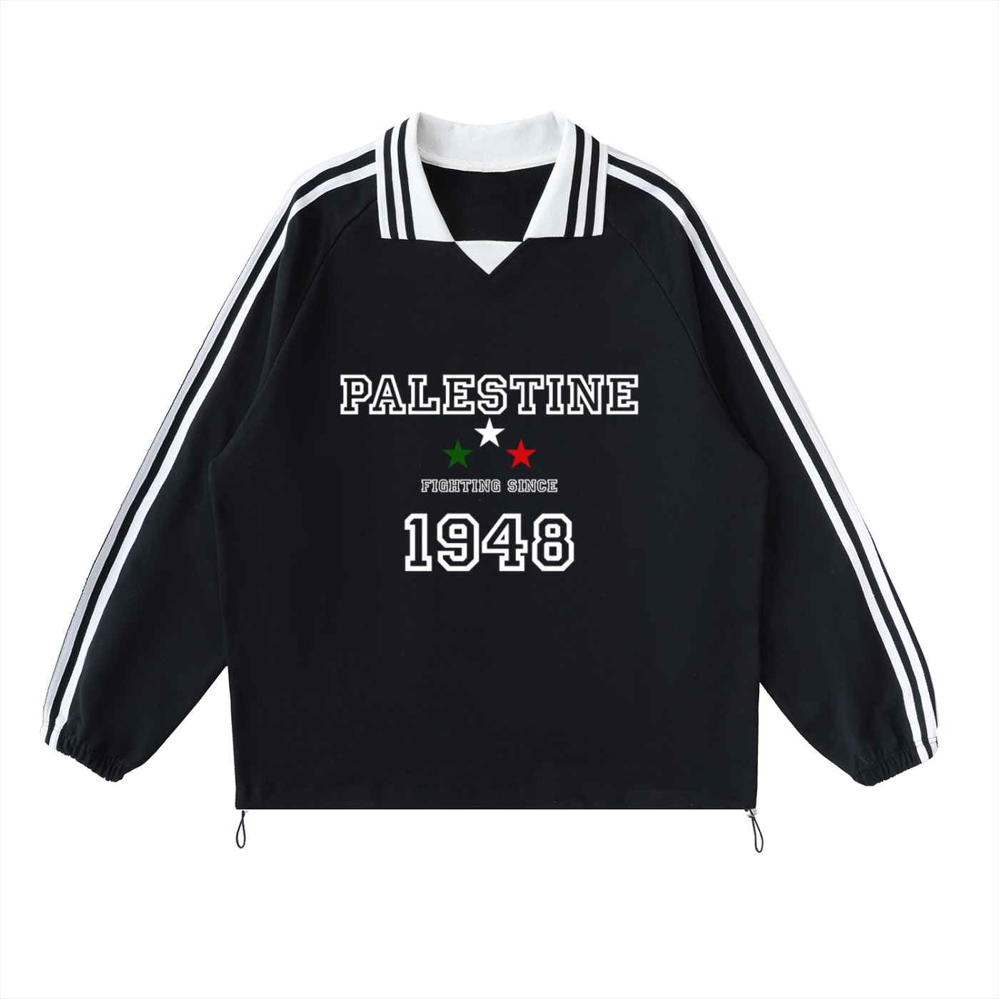 PALI SOCCER - Striped Lapel Collar Sweatshirt
