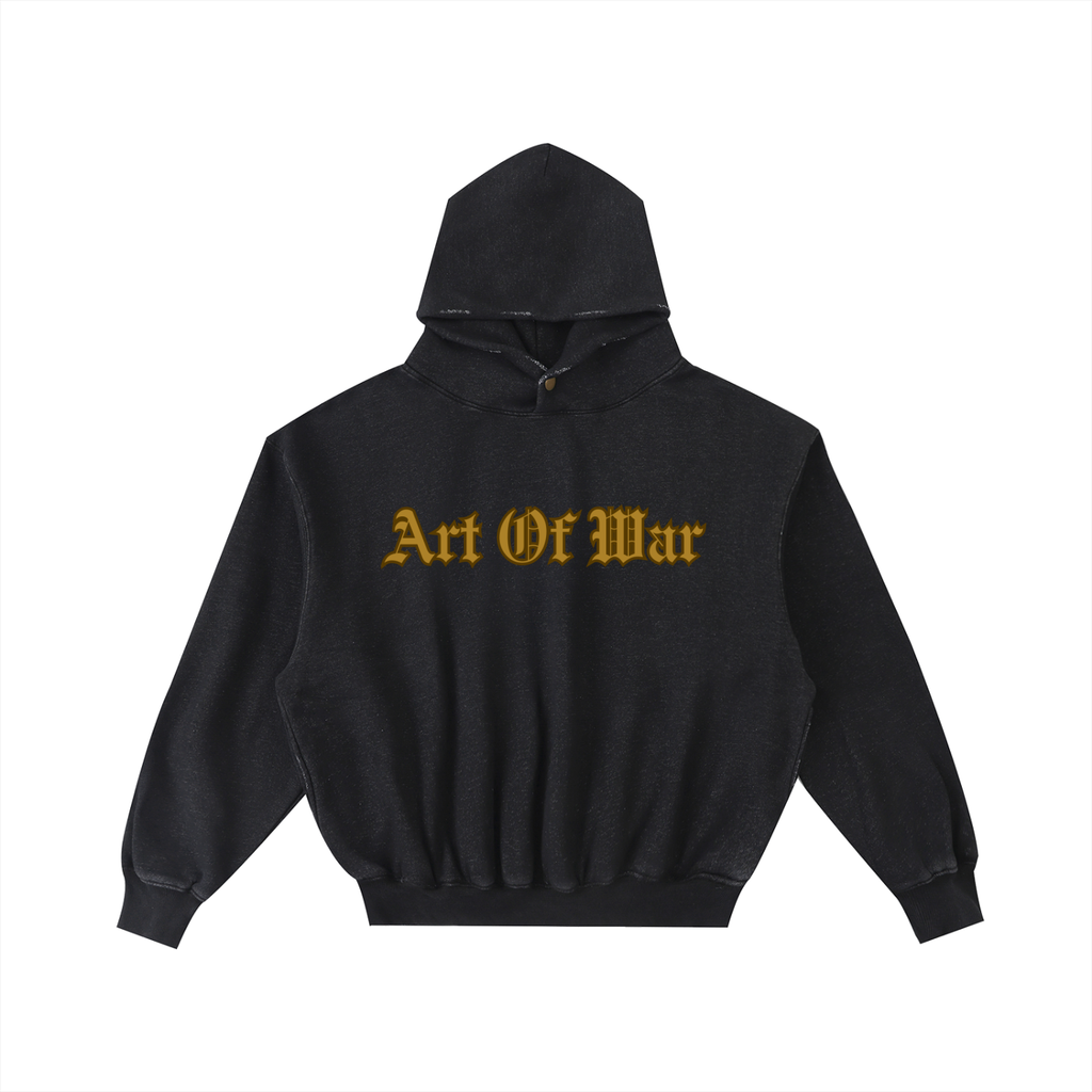 “ART OF WAR” - Frayed Enzyme Washed Fleece Hoodie