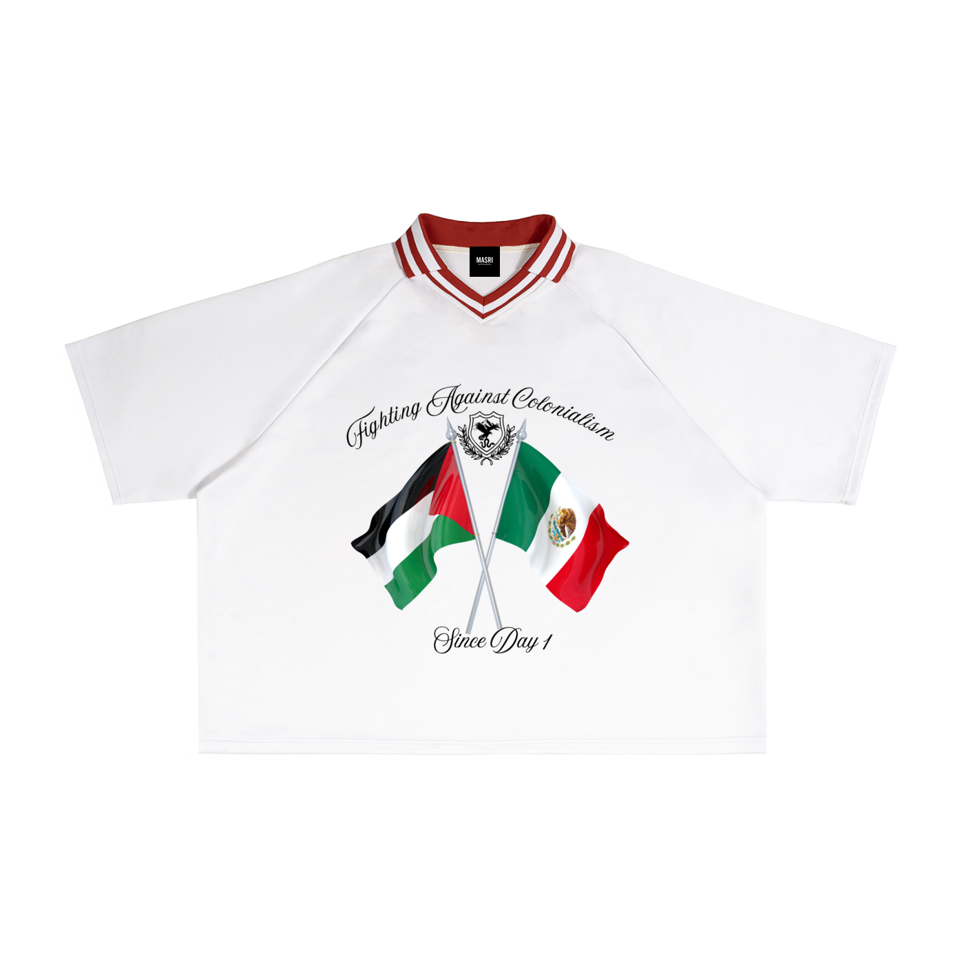 Contrast Lapel Collar Boxy T-Shirt