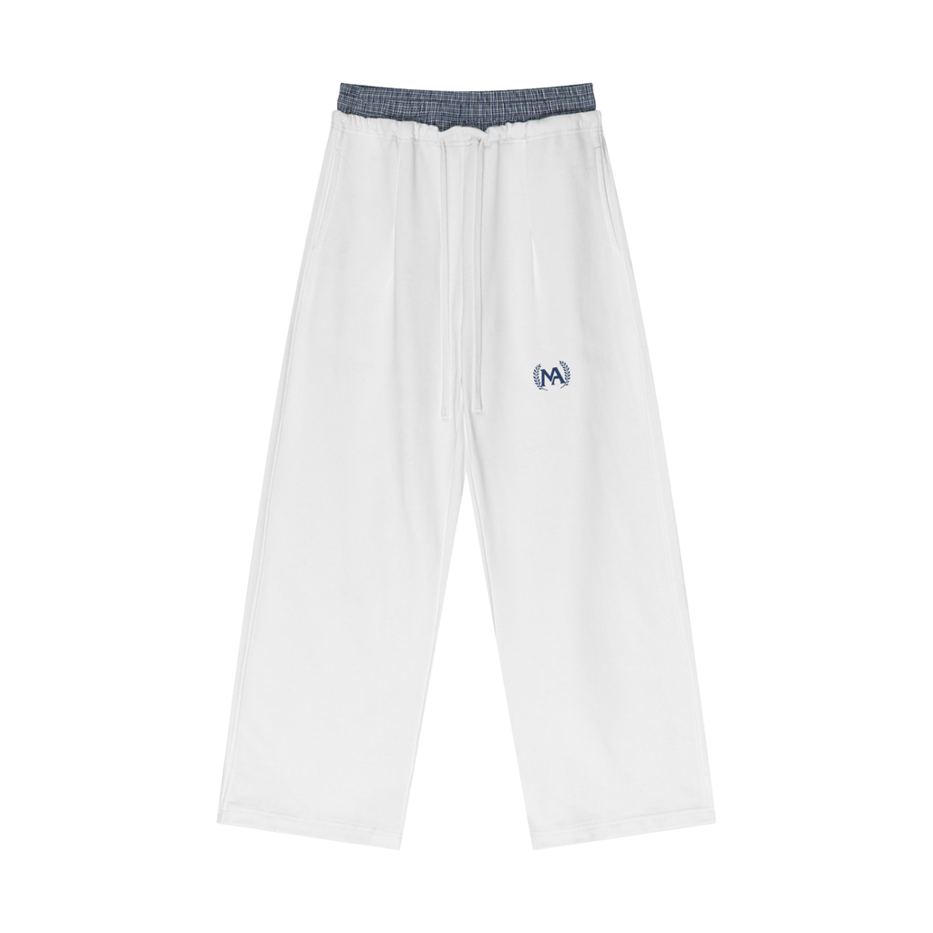 Plaid Contrast Waist Pants