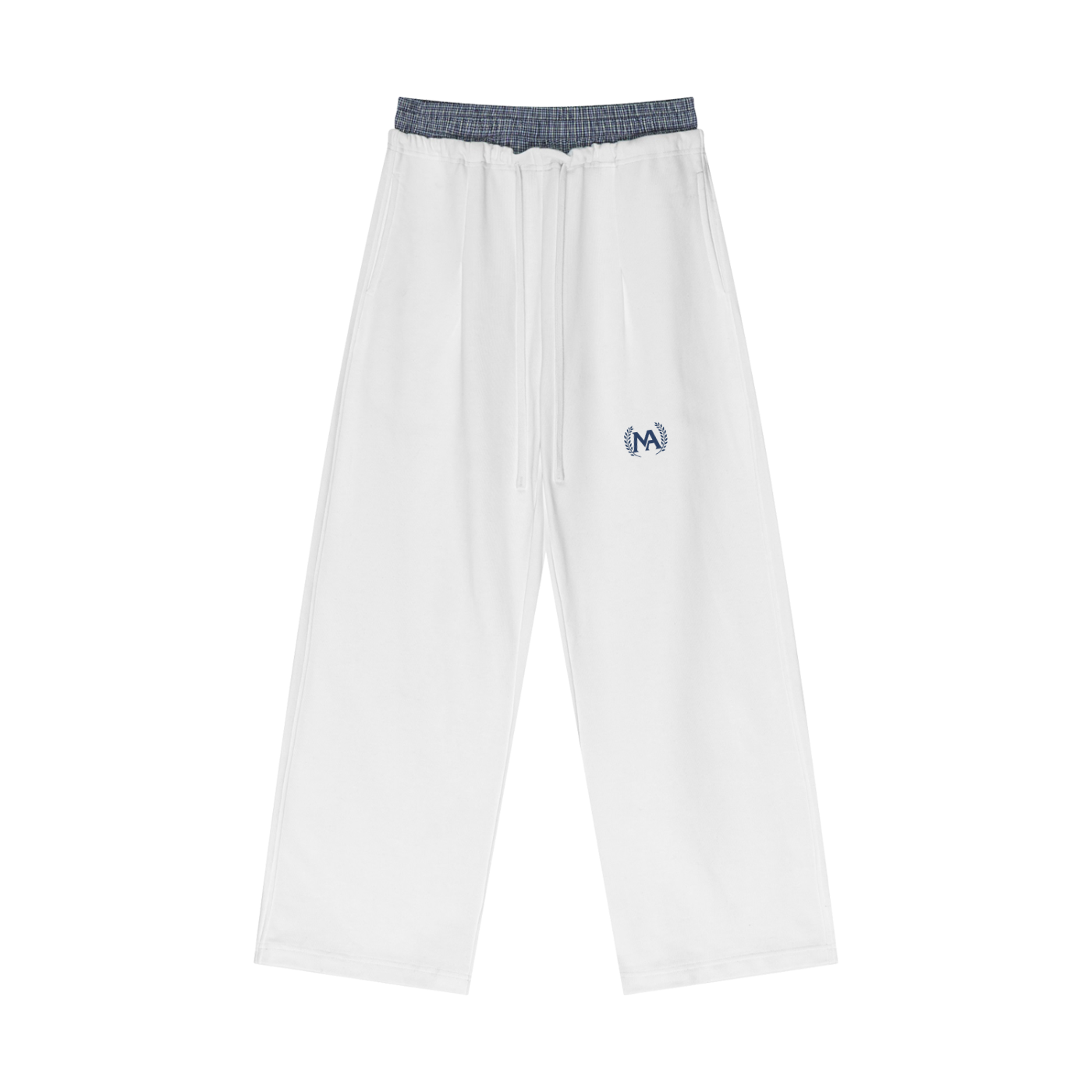 Plaid Contrast Waist Pants